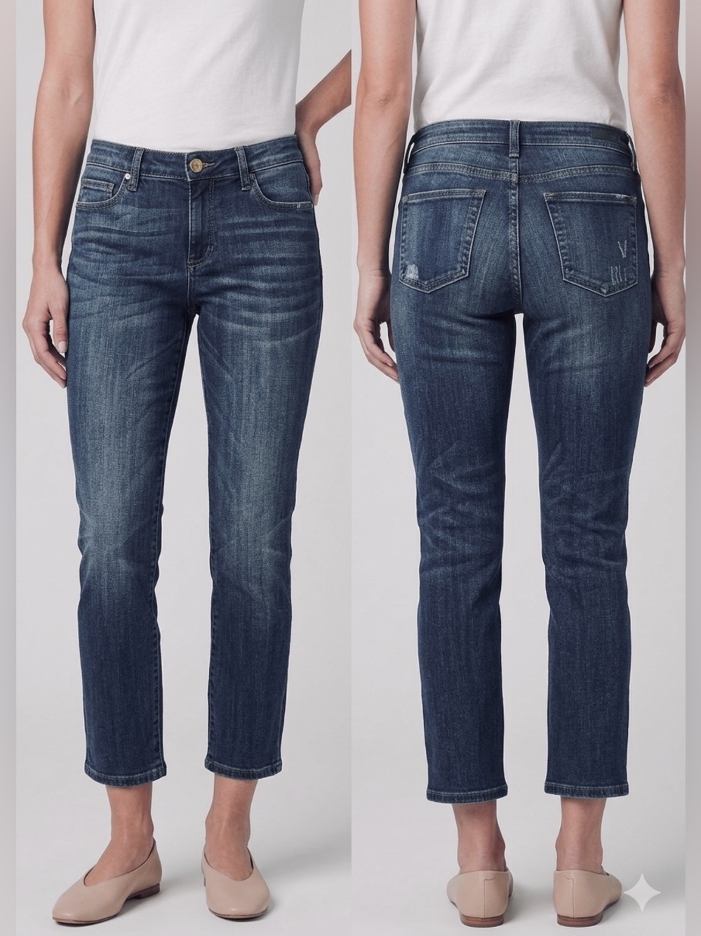 Kut from the Kloth Reese Ankle Straight 6P Enchantment Wash Mid-Rise Cropped